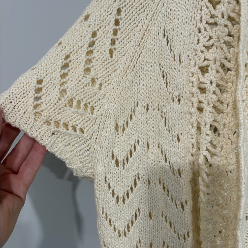 Banana Republic Cream Crochet Cardigan Boho Lightweight Layer Size M - Picture 4 of 8
